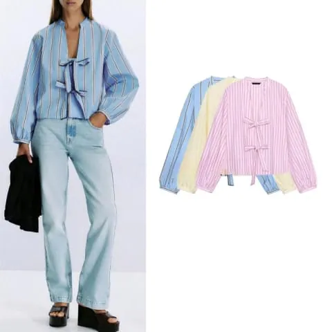Camisa de Seda com Laço